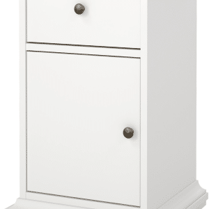 Sengebord Vesterholm Nora - hvid natbord, 1 skuffe og låge, FSC, spånplade, H70ÃB44ÃD40 cm